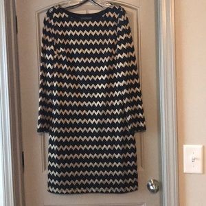 EUC black and gold chevron dress